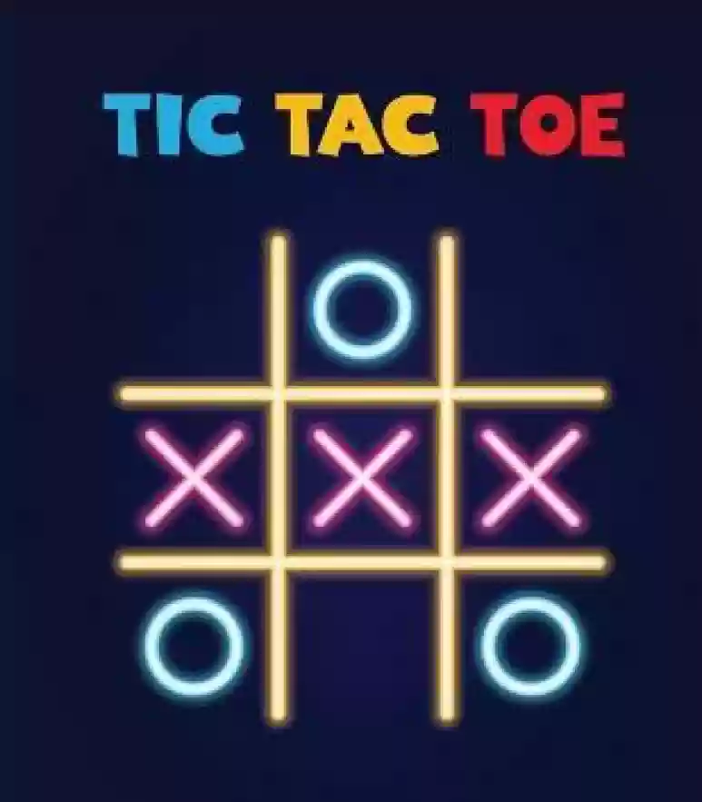 Poster image showing a Tic Tac Toe game board with X and O marks in a colorful style